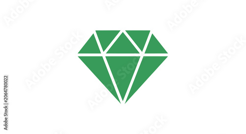 Φωτογραφία Green faceted diamond gemstone vector icon.