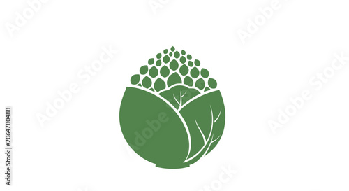Bild auf Leinwand Green artichoke head icon with stylized petal layers.