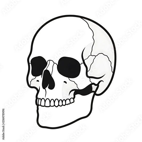 Black and white cartoon face with surprised expression.