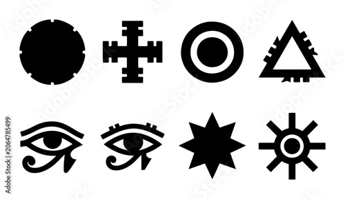 Φωτογραφία Ancient Egyptian Symbols Silhouette Icons, Flat, for cultural and historical des
