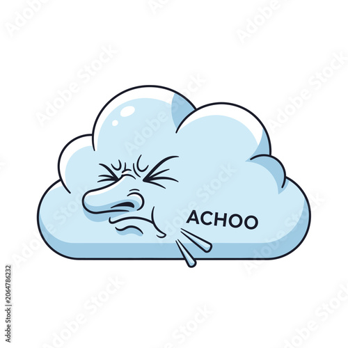 Sick Cloud Sneezing with Achoo Text