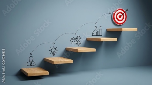 Strategic Steps to Success Showing Business Growth and Goal Achievement Through Professional Development Icons