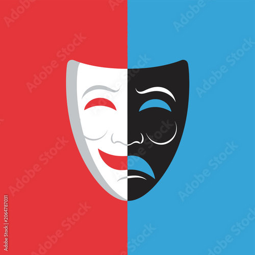 Theater Mask: Happy and Sad Faces, Duality, Emotions