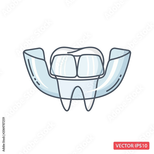 Tooth with orthodontic retainer - dental care concept