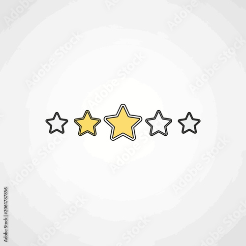 Two Yellow Stars Rating, Five Star System, Customer Feedback Concept