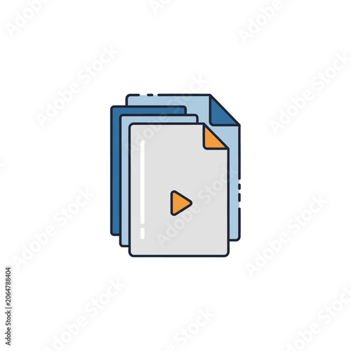 Video Play Icon on Stacked Documents