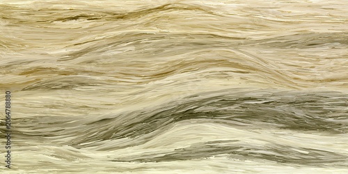 Abstract Horizontal Curved Stripes Layered Irregular Organic Light Beige Pale Yellow Muted Brown Textured Brushstrokes Fabric Rippling Water Warm