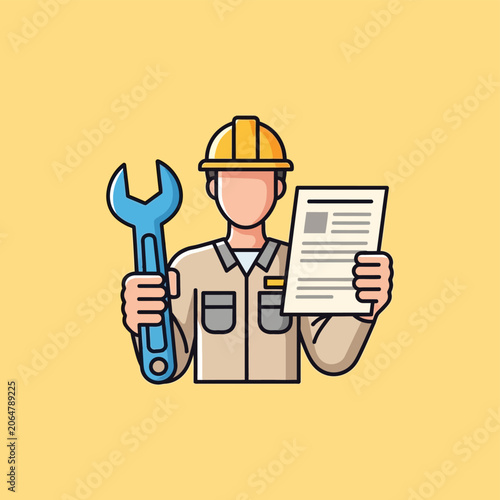 Worker with Wrench and Document