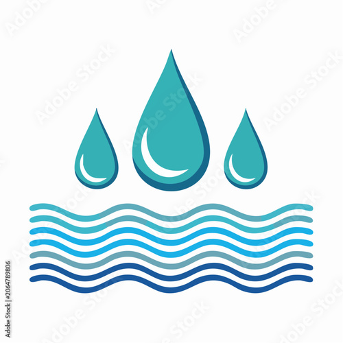 Water drops falling into wavy water surface
