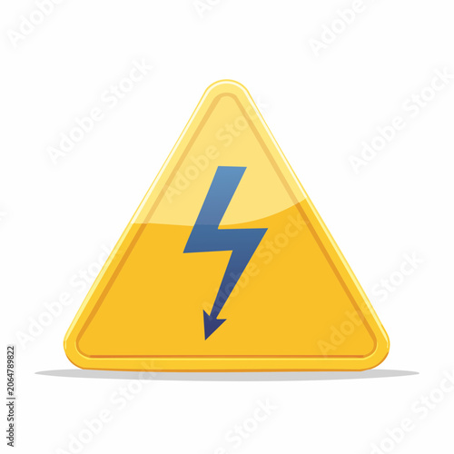 Yellow Warning Triangle with Blue Lightning Bolt Symbol