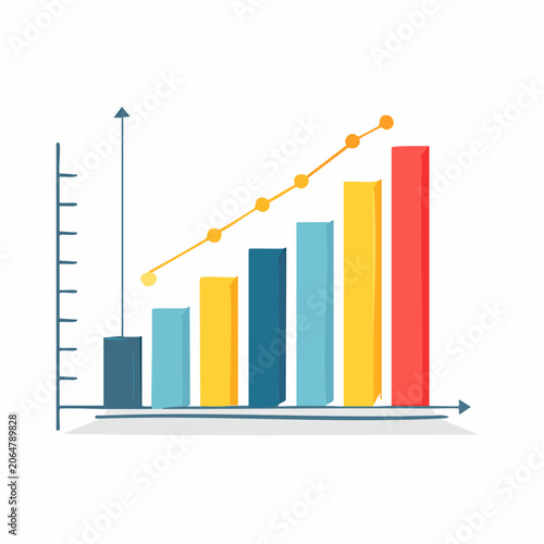 Bar Chart and Line Graph Showing Upward Trend