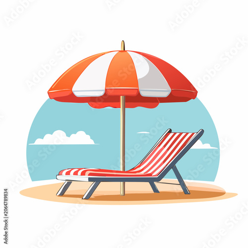 Beach Chair and Umbrella Illustration