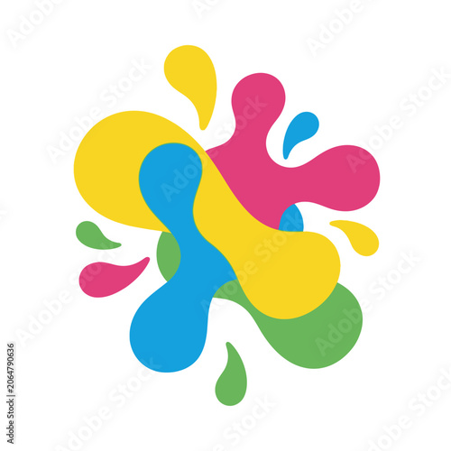 Abstract Colorful Paint Splatters, Dynamic Fluid Shapes, Vibrant Background