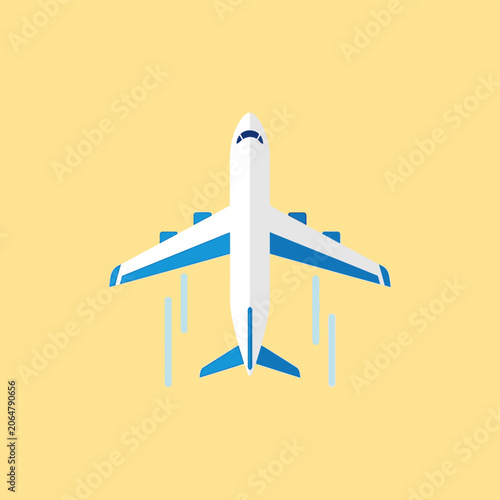 Airplane flying, travel concept, vector illustration