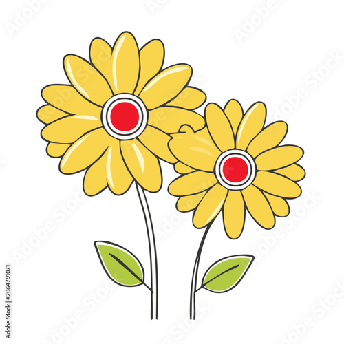 Flat design sunflower vector illustration