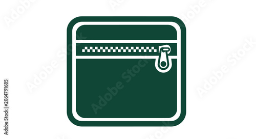 Foto Green square zipper pocket compartment icon.