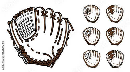 Canvastavla Baseball Mitts Collection: Large Glove and Small Icons