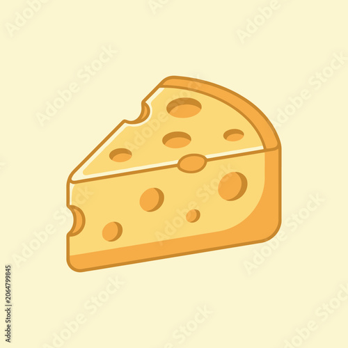 A single slice of yellow cheese with holes on light background