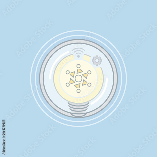 A lightbulb icon representing smart technology and teamwork
