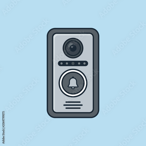 A flat vector illustration of a modern smart video doorbell
