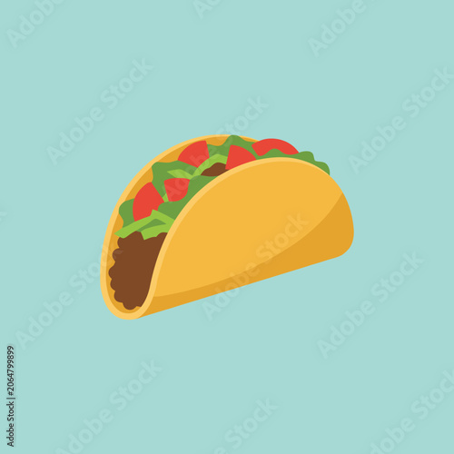 A delicious crunchy taco with fresh ingredients on blue background