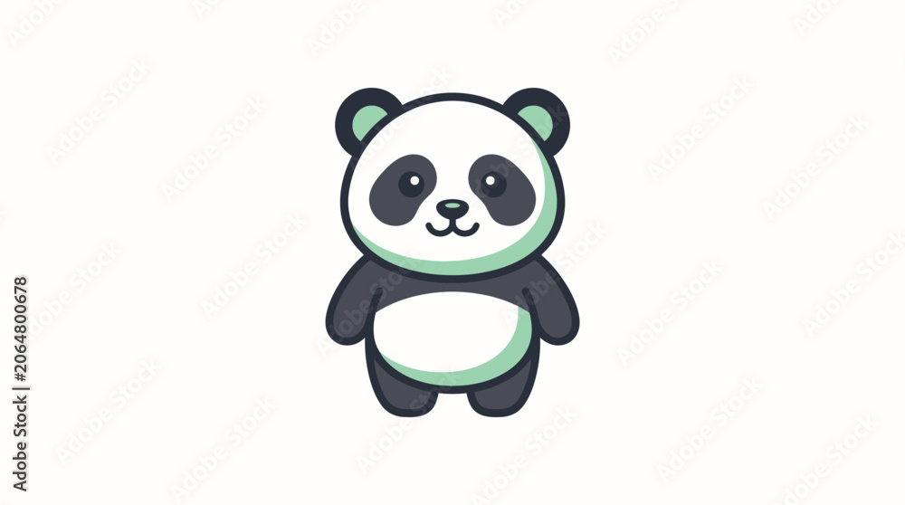 Fototapeta premium Cute Cartoon Panda Bear Standing Isolated on White Background, Adorable Animal Illustration