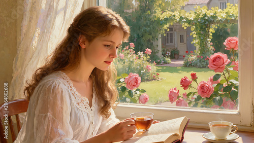 young woman in cafe