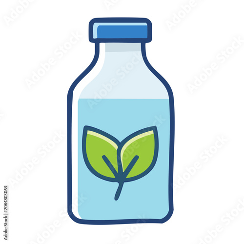 Eco-friendly bottle icon with green leaf symbol