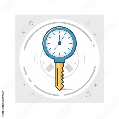 Flat design clock key icon