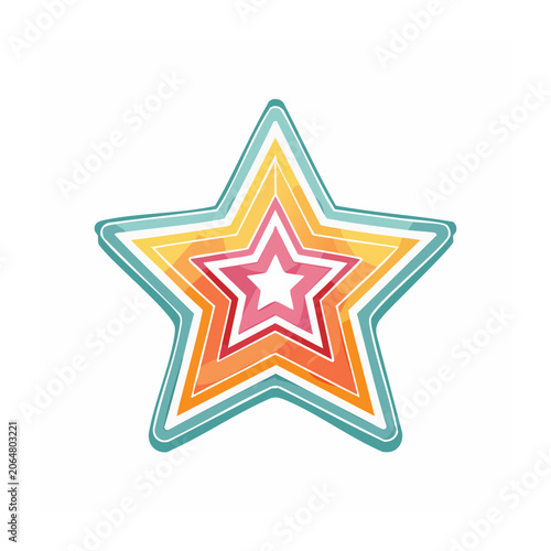 Nested colorful star illustration on white background