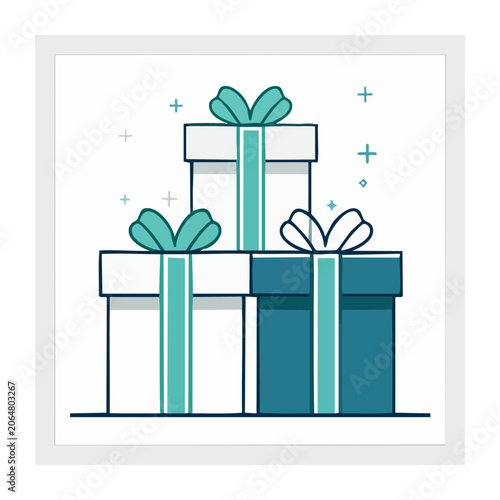 Stacked Gift Boxes with Bows in Flat Design