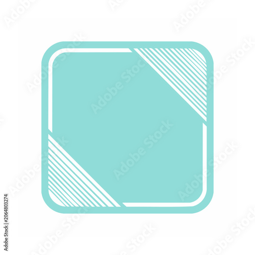Teal square frame icon with striped corners