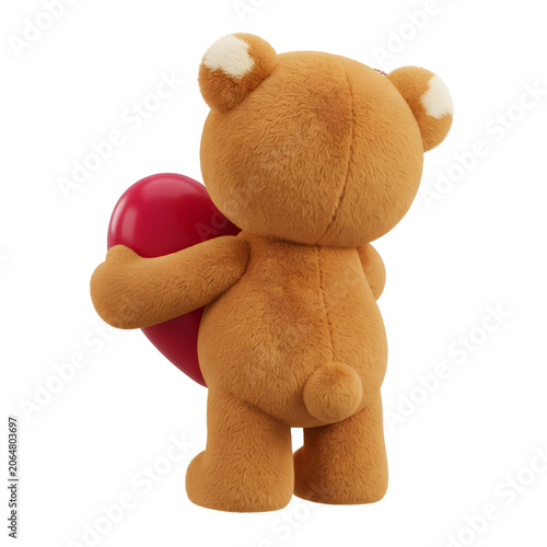 Brown teddy bear with red bow isolated