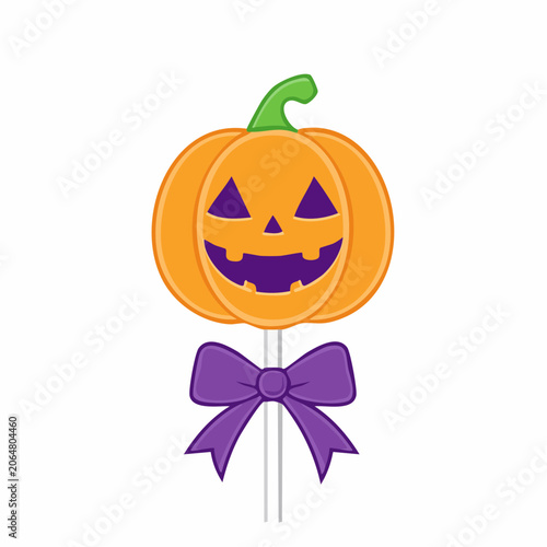Halloween Pumpkin Lollipop with Purple Bow