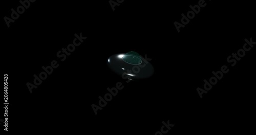 Ufo Flying and Rotating in Dark Outer Space for Science Fiction Film Media