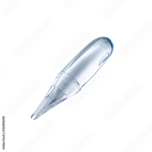 Modern metallic stylus pen pointing down isolated on transparent background