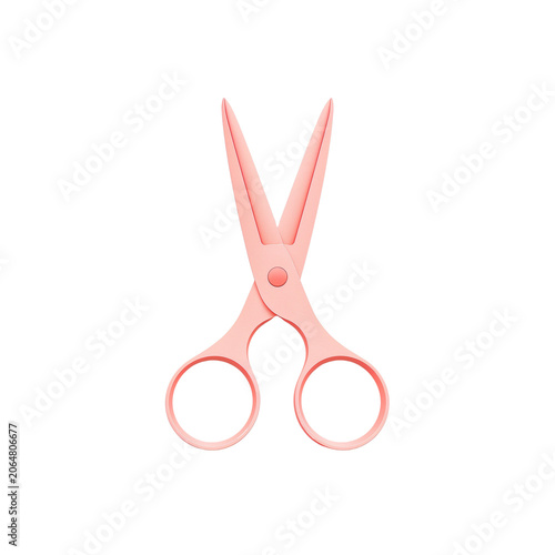Pink scissors with perforated handles open against clean background isolated on transparent background