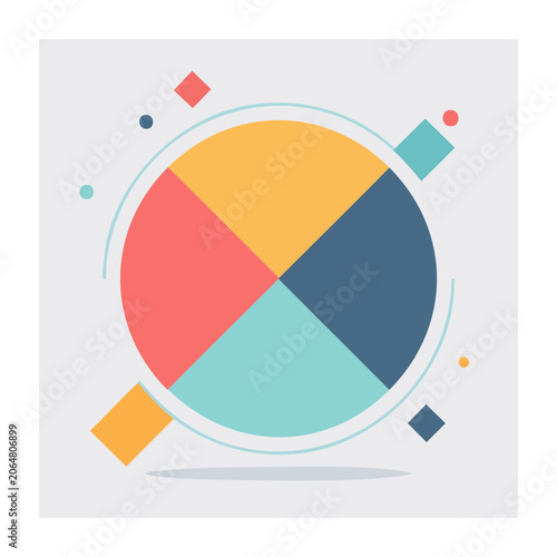 Colorful flat design pie chart illustration