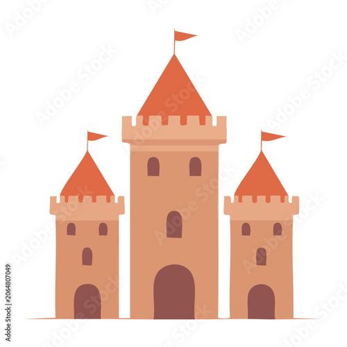 Flat design medieval castle illustration