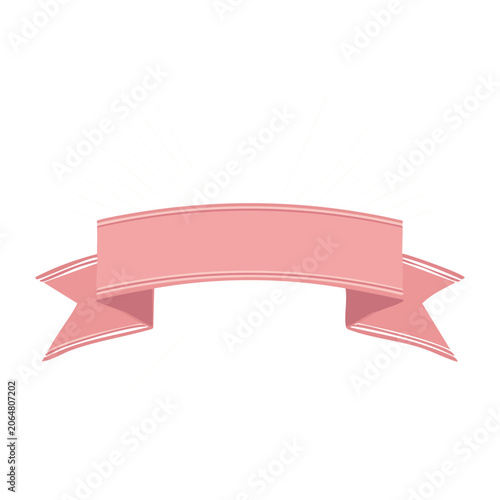 Pink Curved Ribbon Banner Vector