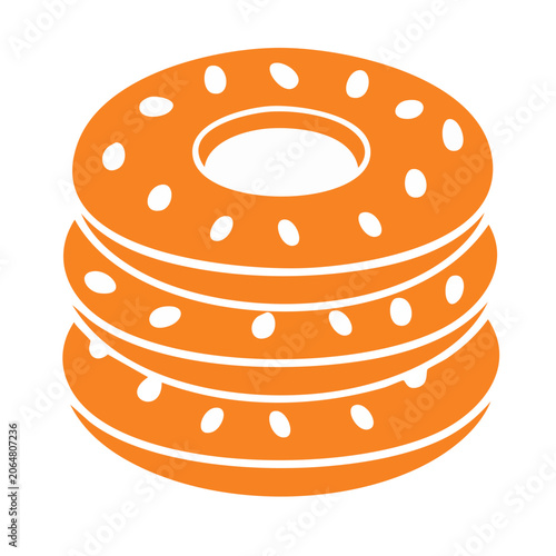 Stack of Bagels Icon in Flat Design