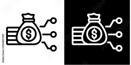 Digital Wallet   Icon Set White Line Style Collection
