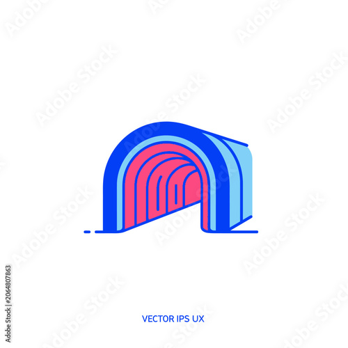 Abstract Archway Tunnel Entrance with Vibrant Colors