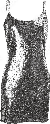 Dress retro y2k stipple design fashion halftone brutalist urban vector png with clear background, gown 2000s photocopy grunge tattoo gen z effect
