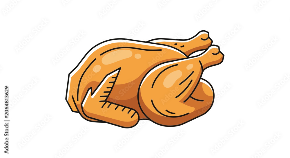 Obraz premium Whole Roasted Chicken Illustration