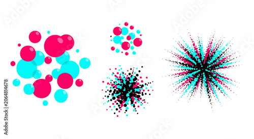 Abstract Colorful Splatter and Burst Shapes.