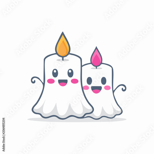 Cute Cartoon Candles with Happy Faces