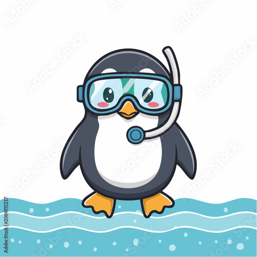 Cute Penguin Wearing Snorkel Mask Ready to Swim
