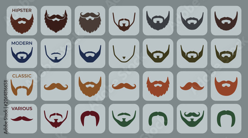 Obraz na plátně Collection of various facial hair styles and beards.