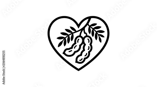 Heart Shape with Soybean Pods Inside, Healthy Food and Agriculture Concept